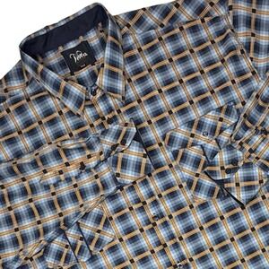 Veno Shirt Mens Button Up Plaid Pockets Long Sleeve Size 5XLB‎ Classic Career